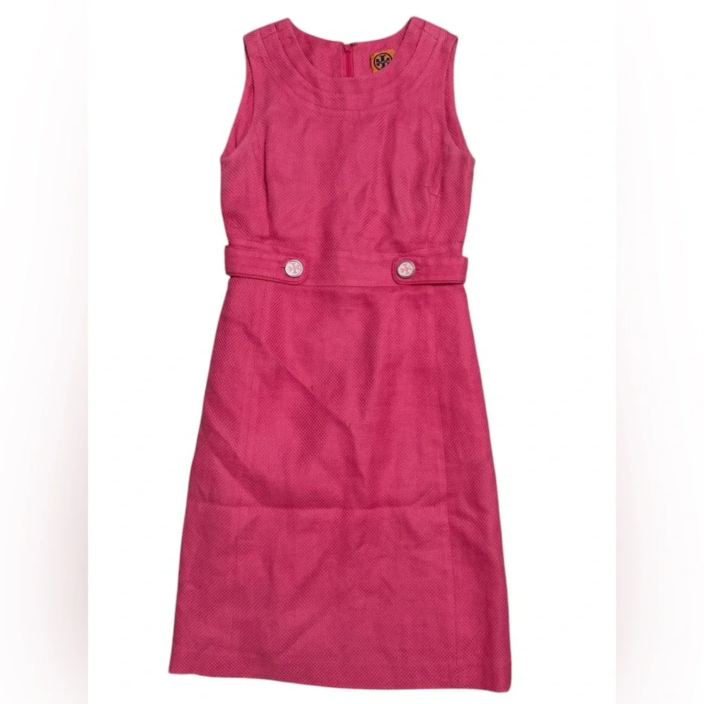 Tory Burch Fuchsia Sleeveless Belted Shift Dress